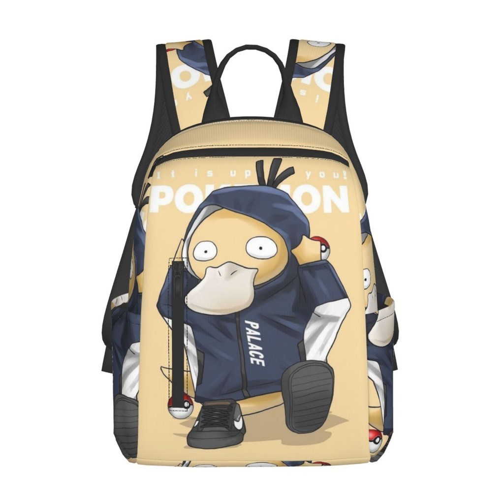 Psyduck Street Trend กระเป๋าเป้สะพายหลังผ้าใบขนาดใหญ่ความจุ Casuals กระเป๋าเป้สะพายหลังนักเรียนกระเป