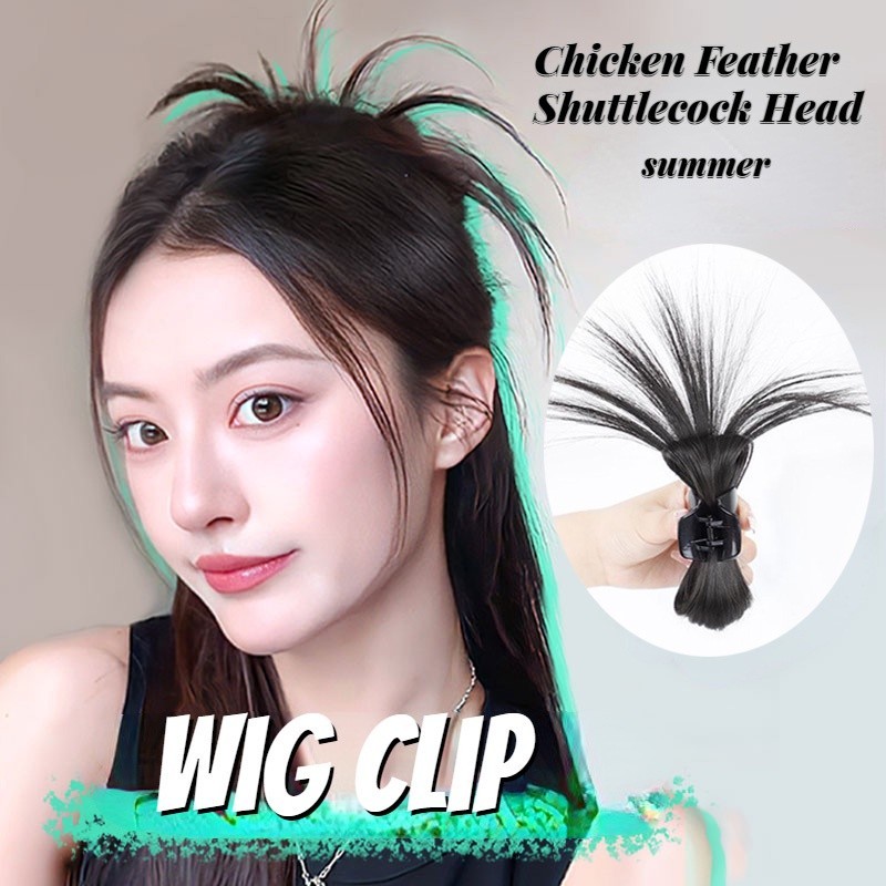 ลมขี้เกียจไก่ขนนกลูกขนไก่หัววิกผมคลิปสําหรับสาวผมหางม้าสูงครึ่งผูกวิกผมเครื่องมือผมหางม้าสูงไก่ขนรูปร่างอุปกรณ์ผม