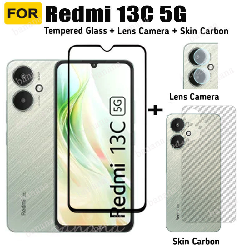 สําหรับredmi 13C 5GกระจกนิรภัยRedmi A3 หมายเหตุ 13 Pro 4G 5G Redmi Turbo 3 เลนส์กล้องป้องกันหน้าจอและฟิล์มด้านหลัง