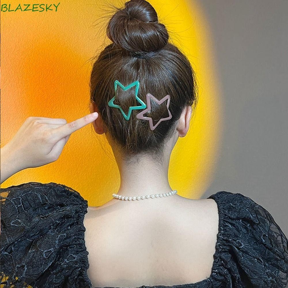 Blazesky Star BB ผม Clip, Pentagonal Star Hollow Side Barrettes, Creative Alloy Headwear โลหะ Y2k Hairpin หญิง