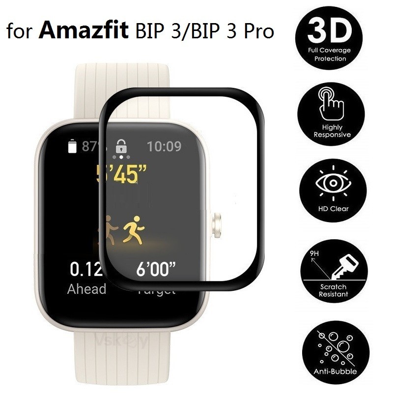 Amazfit Bip3 Bip5 BipU BipS Biplite BipSLite 700D Full Cover HD Black Edge ฟิล์มกระจกนิรภัยสําหรับ A