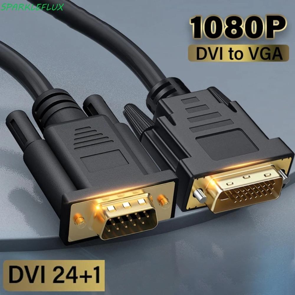 SPARKLEFLUX สาย DVI 24+1 เป็น VGA อะแดปเตอร์แปลงสัญญาณ ความยาว 1/2 เมตร ขั้วต่อทอง