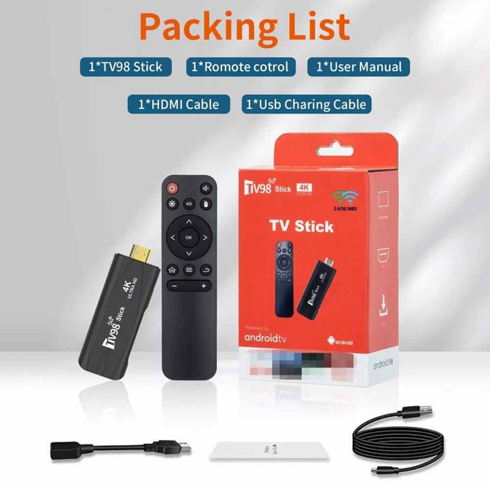 TV98 4K Android 12.1 Smart TV Stick 2.4G 5G WiFi TV Box Ultra HD Media Player Media Players
Streaming Media Players