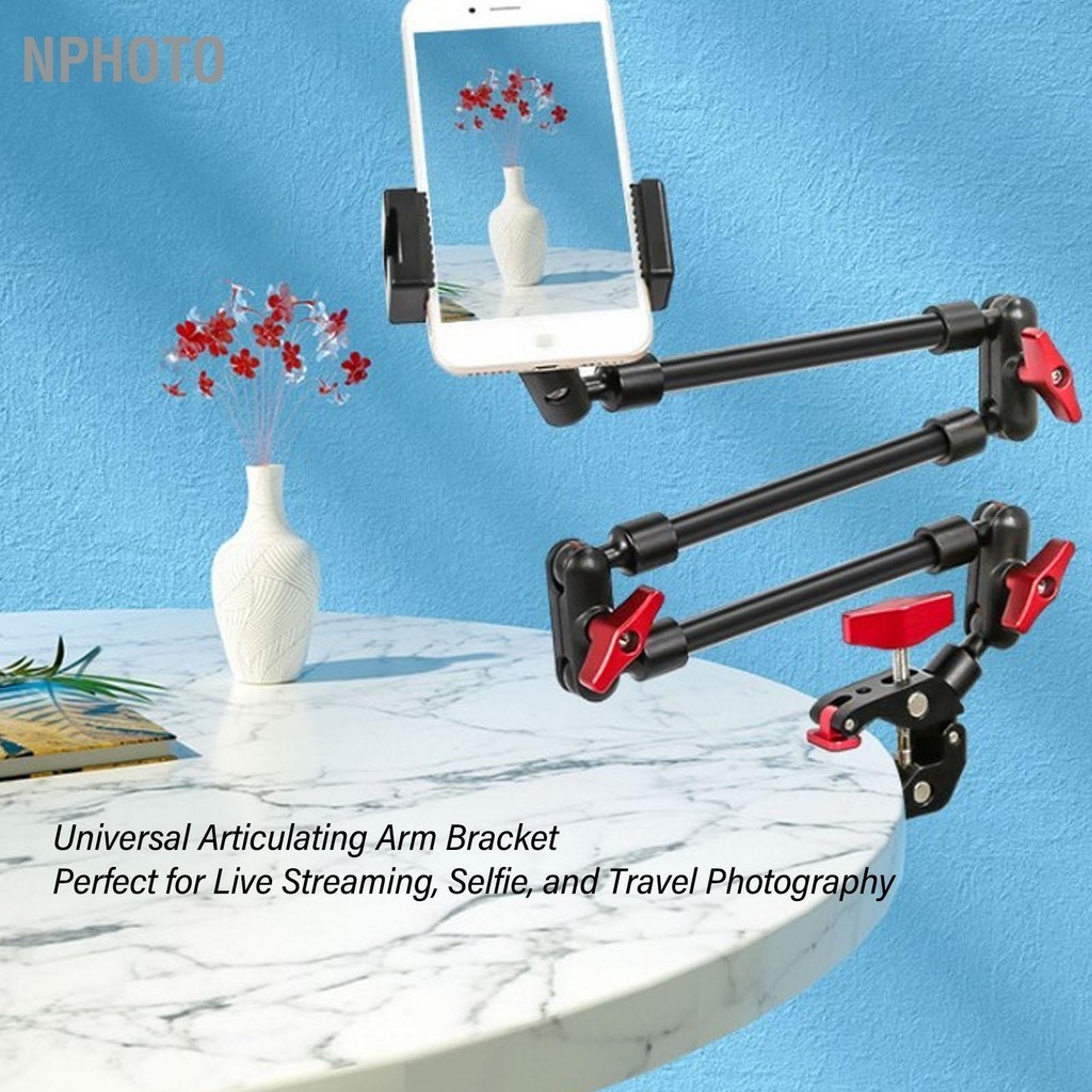 Nphoto 31in ปรับ Articulating แขน 1/4in 3/8in ด้าย ARM กล้อง Mount การหมุน 360 องศาสำหรับกล้องโทรศัพท์