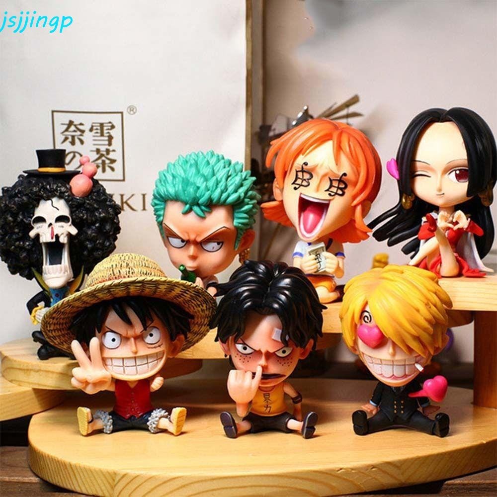 Jsjjingp ลิง D Luffy ของเล่น Miniature PVC ของเล่น 9 ซม.เดสก์ท็อปเครื่องประดับ Roronoa Zoro Ace Sabo Sanji Nami อะนิเมะ Figurines