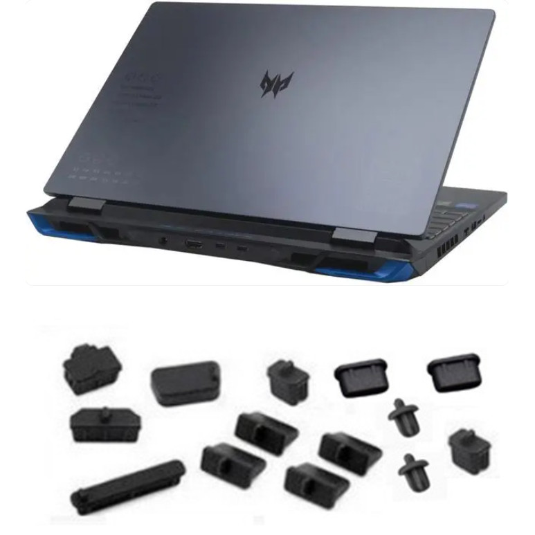 แล ็ ปท ็ อปกันฝุ ่ นซิลิโคนสีดําปลั ๊ กพอร ์ ตสําหรับ ACER PREDATOR NEO 16 PHN16-71 PHN16-72/HELIOS PH16-71 PH16-72