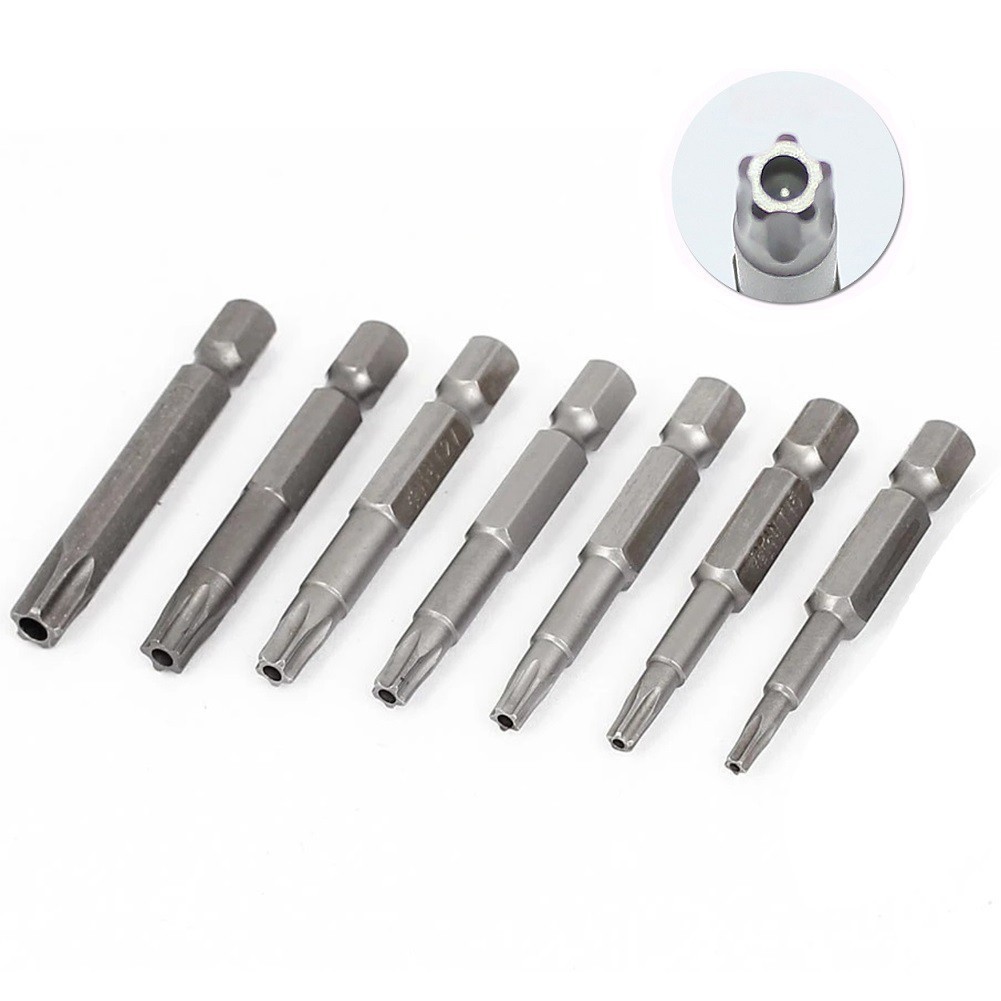 เครื่องมือเครื่องมือ 1 ชิ้น 50 มิลลิเมตร 1/4 "Hex Shank ห้าจุดแม่เหล็ก Torx ไขควงบิต T10-T40