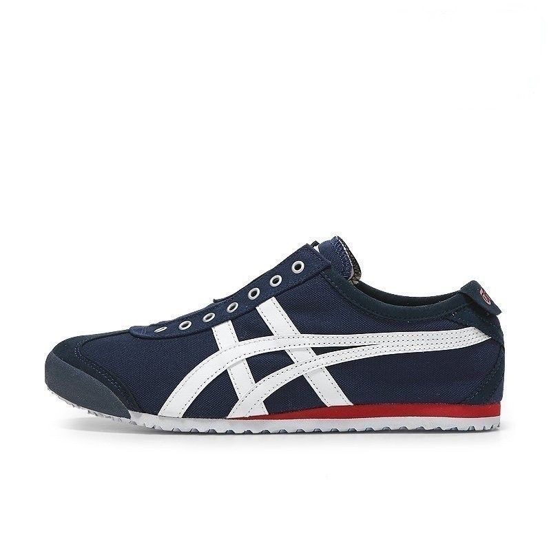 (ดูคําอธิบายสินค้า) Onitsuka Tiger ASICS Mexico 66 Tiger 66 Canvas รองเท้าผ้าใบผู้ชายและผู้หญิงสีน้ํ