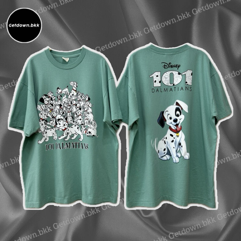 2025 new เสื้อยืดผ้าฝ้าย “101 Dalmatians” เสื้อผ้าฟอกวินเทจ งานสกรีนจม หน้า-หลัง Cotton ฟอกสีเฟดตัดเย็บไร้ตะเข็บ