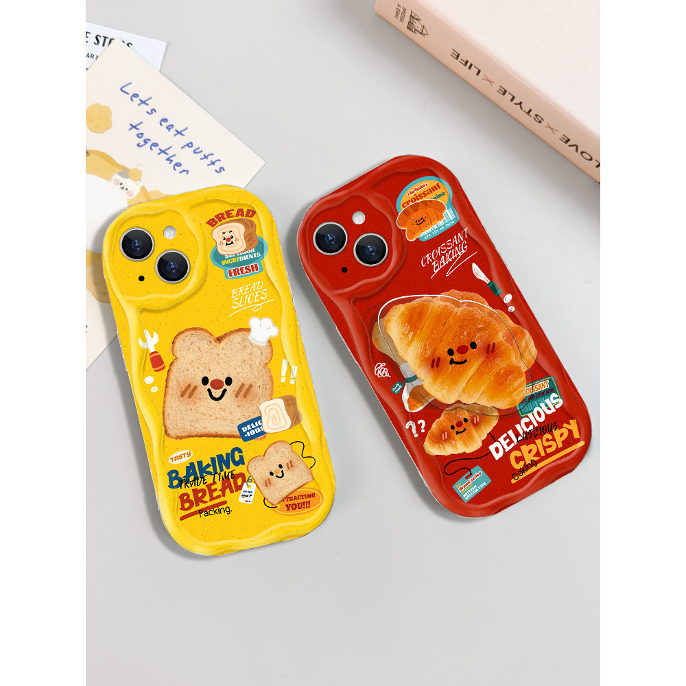 ขนมปังอร่อยนุ่มกรณีOPPO Reno 11F A79 Realme 12 Pro Plus Note 50 C67 C51s A16 A17 A54 A53 A38 A57 A58