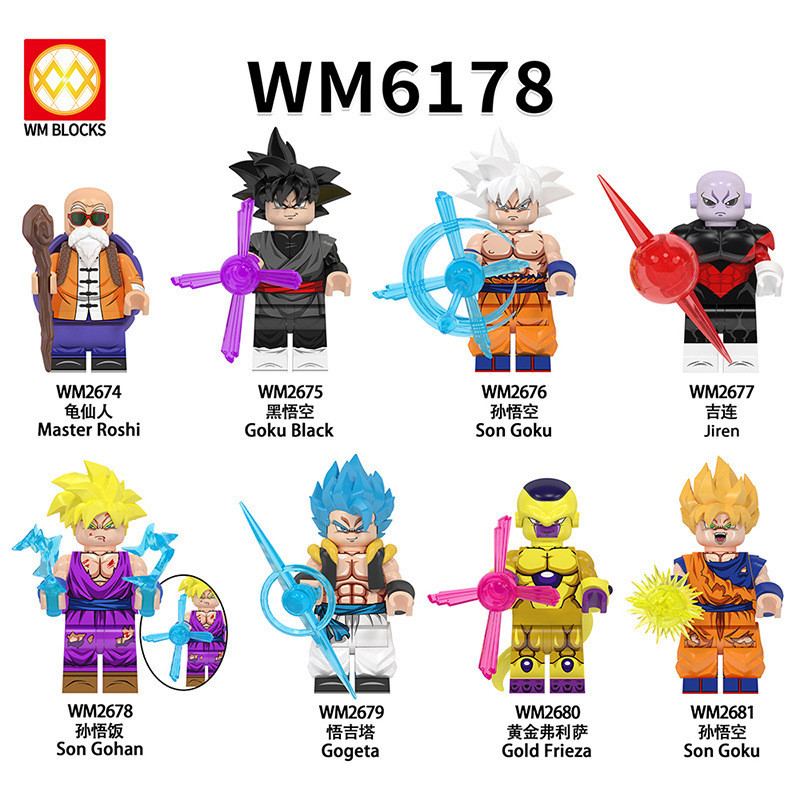[ดราก้อนบอล] เข้ากันได้กับ Lego Anime Series Dragon Ball Son Goku Gogeta Super Saiyan Goku เด็กการศึกษาประกอบอาคารบล็อกของเล่นตุ๊กตา