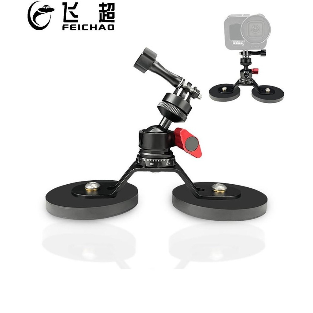 FEICHAO ขายึดถ้วยดูดแม่เหล็กพร้อมอะแดปเตอร์ฐานยึดหัวบอลเข้ากันได้กับ GoPro Hero / AKASO / Insta360 /
