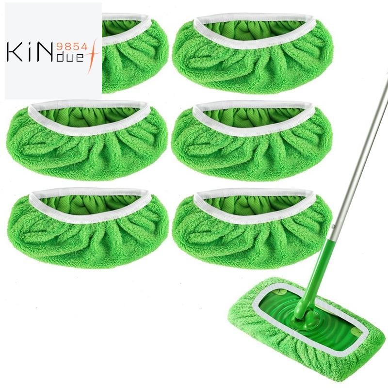 【kindue9854f 】6PCS Mop Pads Refill for Sweeper Mop-Dry Sweeping Cloths & Wet Mopping Cloths Washable for Household Cleaning ติดตั้งง่ายใช้งานง่าย