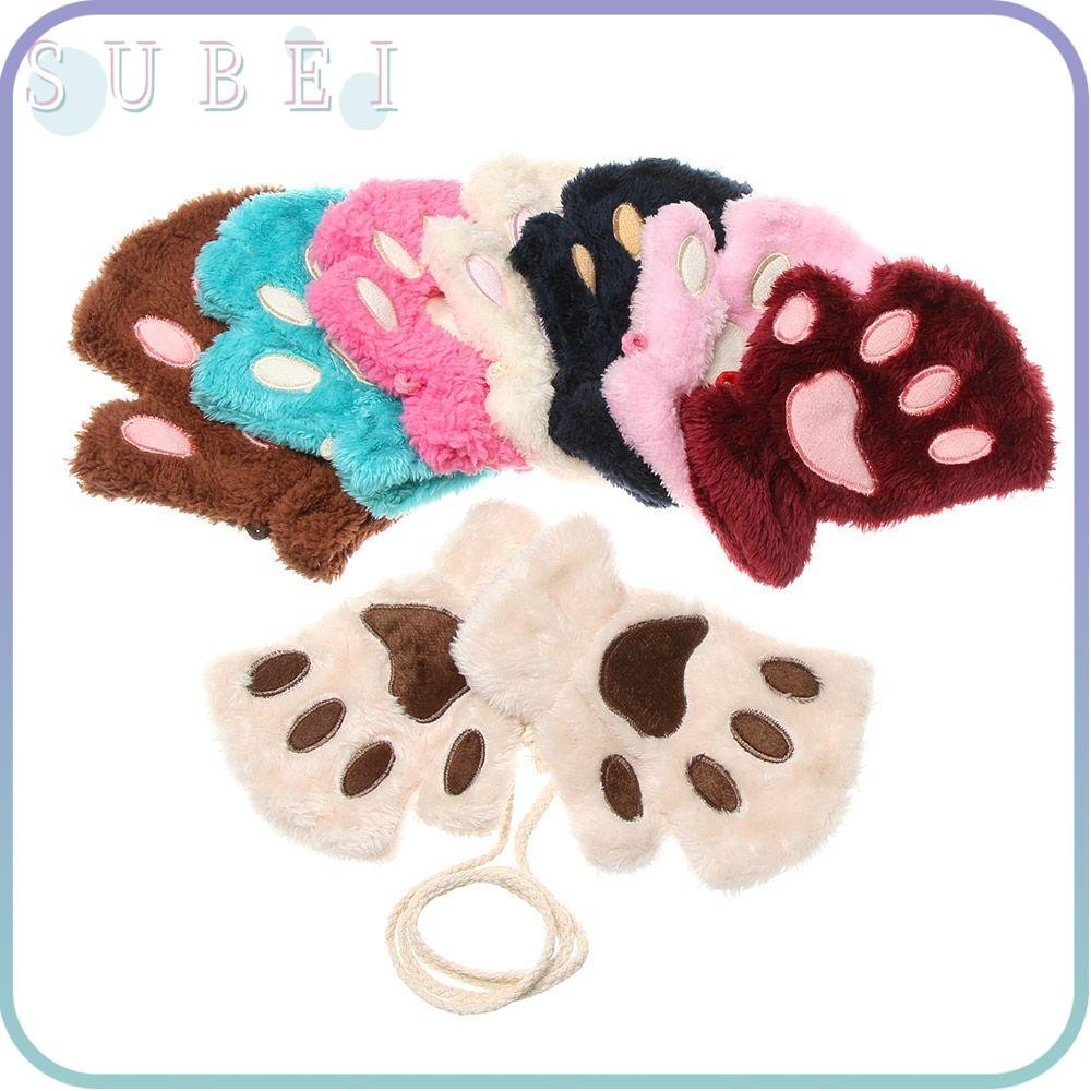 Sukaa ถุงมือเด็ก แฟชั่น ขนปุย อบอุ่น ตุ๊กตาแมว