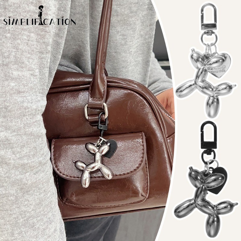 1/2 ชิ้น Simple Silver Balloon Dog Key แหวน-สําหรับสาว Creative บอลลูนสุนัขกระเป๋า Key Chain - Y2K แฟชั่นจี้พวงกุญแจอุปกรณ์เสริม