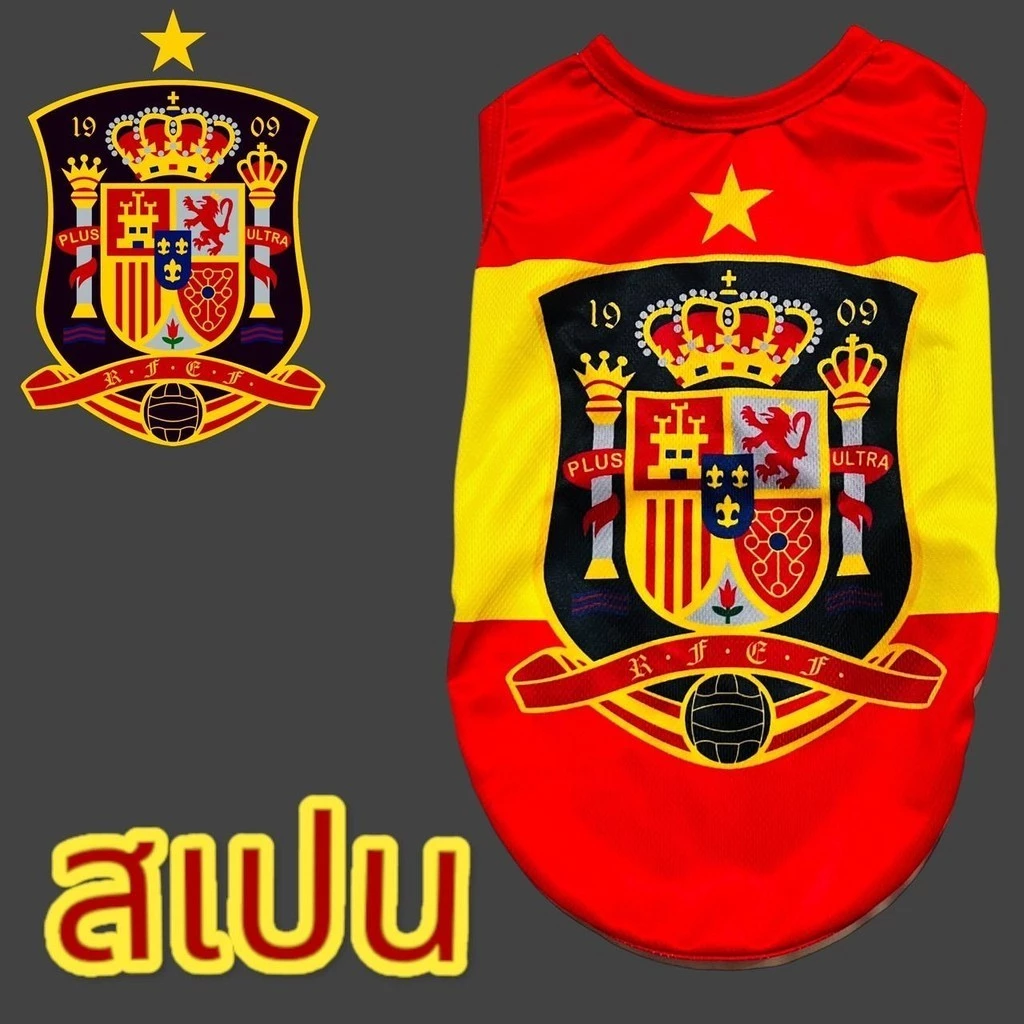 เสื้อแขนกุดลายทีมฟุตบอลยูโร น้องหมาน้องแมว ขนาดรอบอก 10 นิ้วถึง 42 นิ้ว สินค้าพร้อมส่ง thumbnail 8