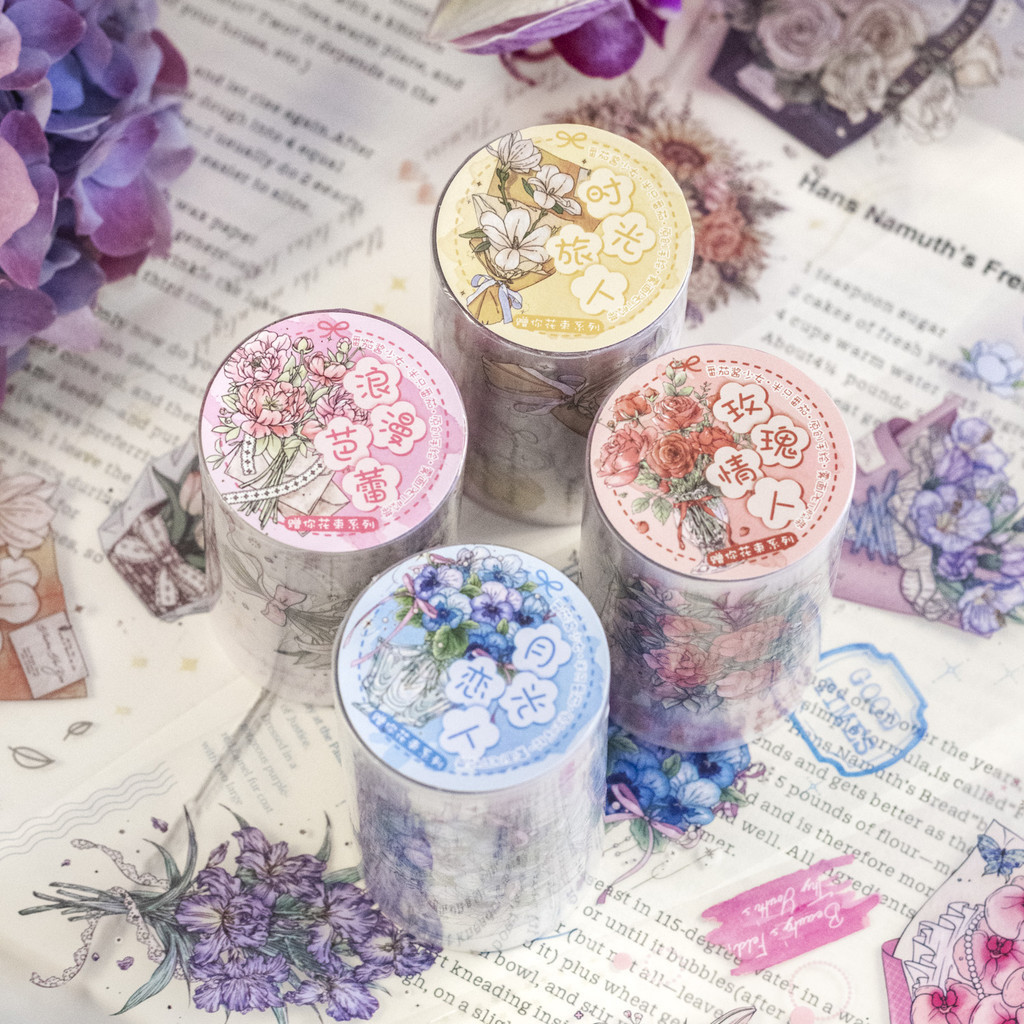 Journamm 60mm *2m PET เทปดอกไม ้ Series DIY Scrapbooking Decor Junk Journal Collage เครื ่ องเขียน Planner เทป