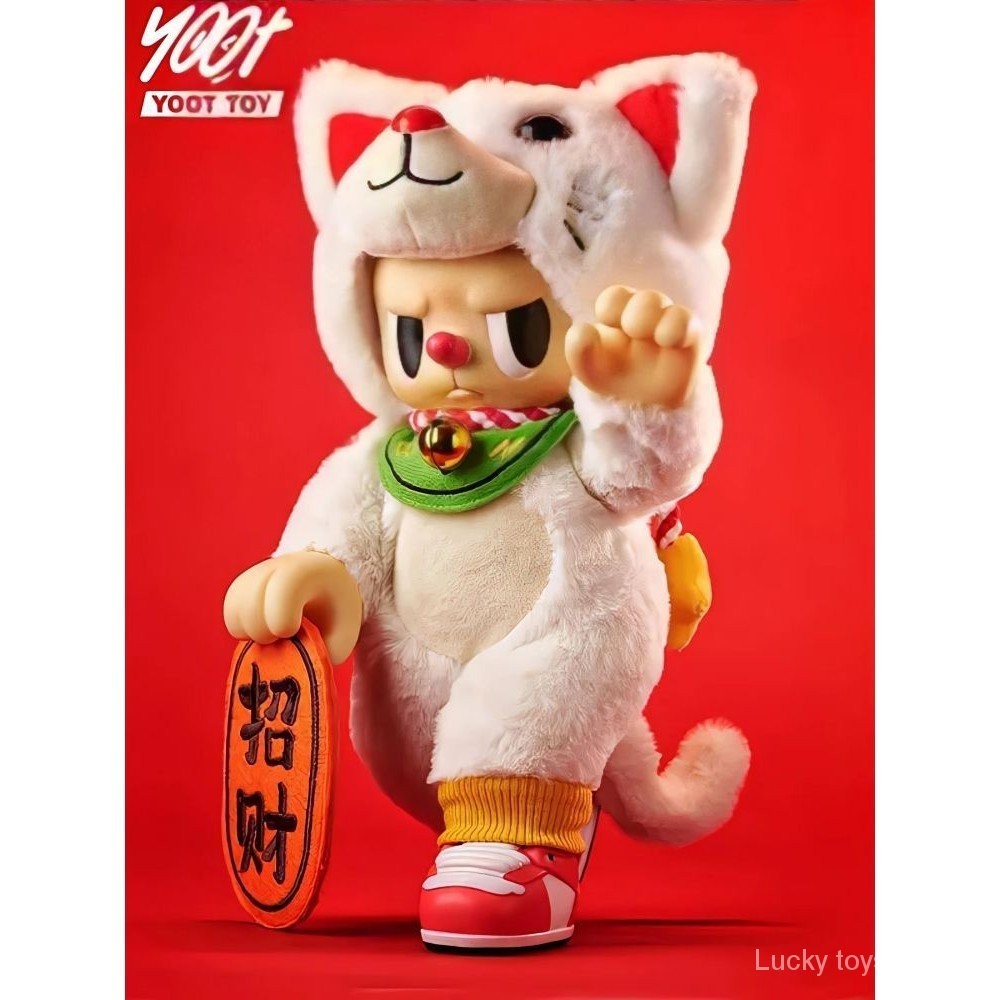 พร้อมสต็อก YOOTOY หมีกบฏ Lucky Cat อินเทรนด์เล่นตุ๊กตาตุ๊กตาตกแต่งเคลื่อนย้ายได้น่ารักของขวัญปีใหม่ QCRE