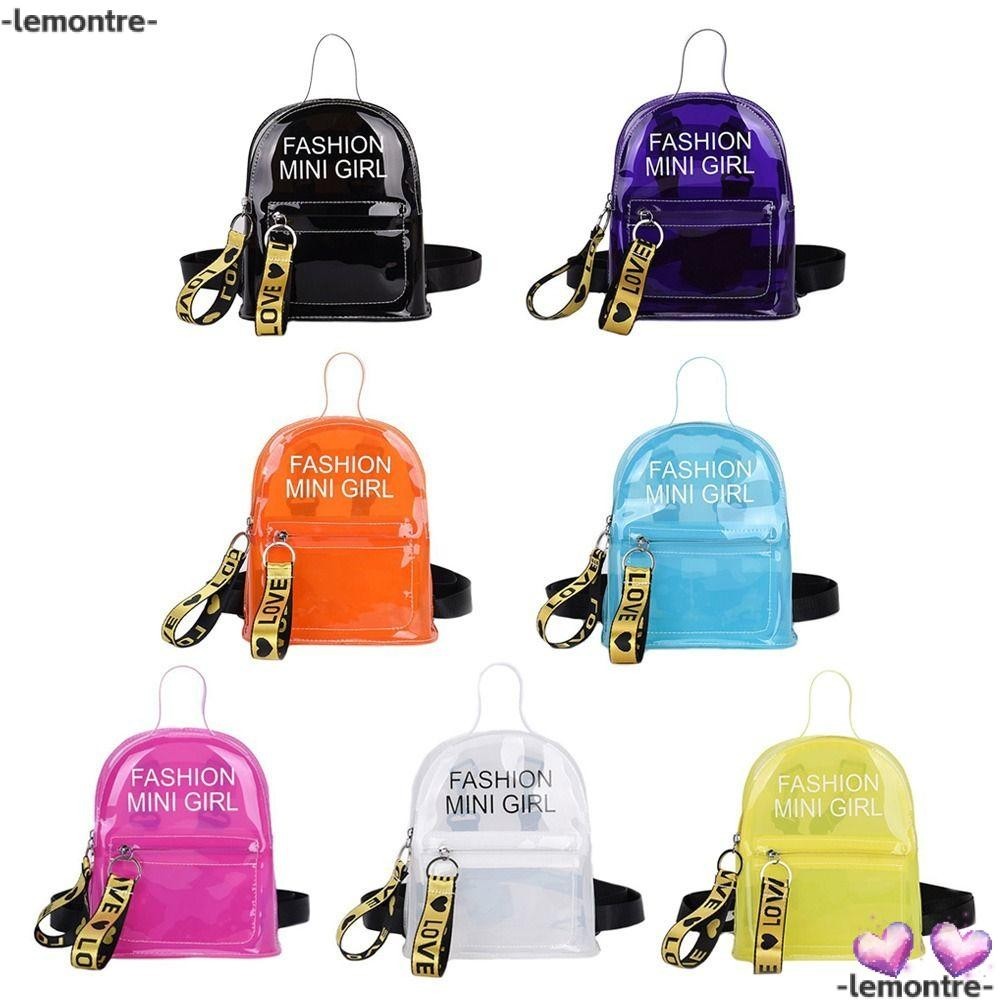 Lemontre กระเป๋าเป้สะพายหลัง กระเป๋าสะพายไหล่ เลเซอร์ใส ขนาดเล็ก สําหรับผู้หญิง