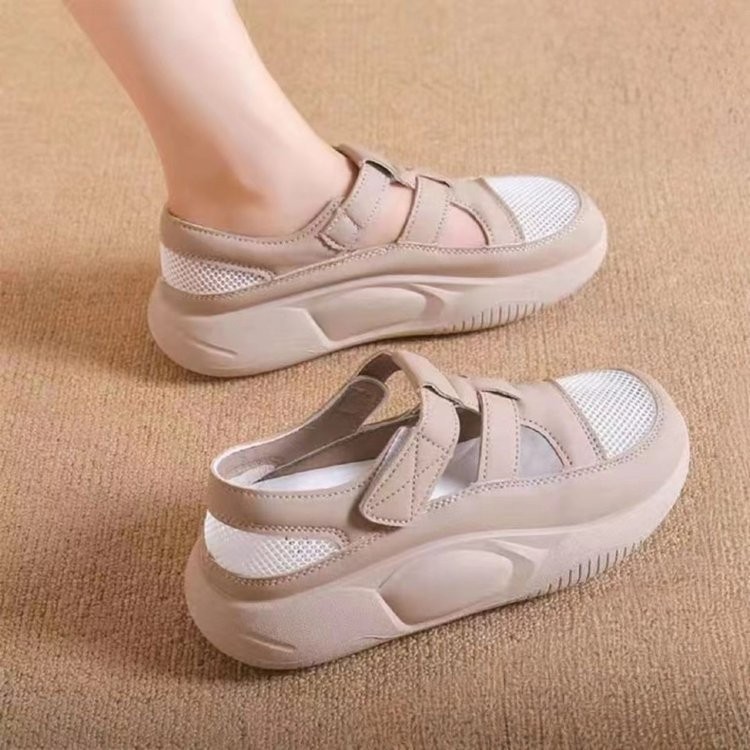 รองเท้าผ้าใบผู้หญิงเกาหลีรุ่นแฟชั่นรอบ Toe ตาข่าย Hollow Soft Sole Anti-slip รองเท้าลําลอง 35-40 ขนาด