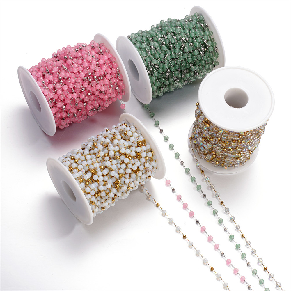 St. kunkka 4.5mm1M สแตนเลส Cat Eye รอบลูกปัดโซ่หนาแน่นสําหรับ DIY สร้อยข้อมือสร้อยคอทํา