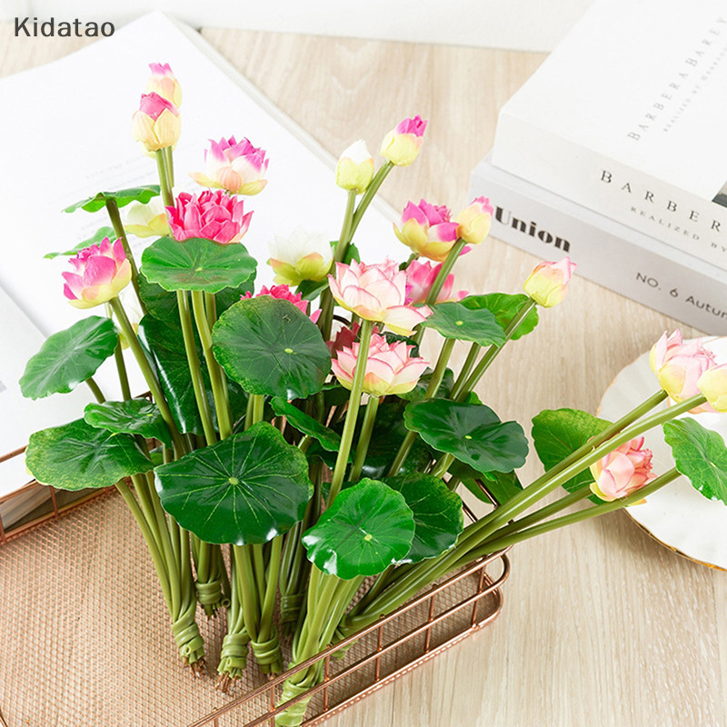 Kidatao Lotus จําลองดอกไม้ประดิษฐ์ Water Lily Micro Landscape s Decor ใหม่