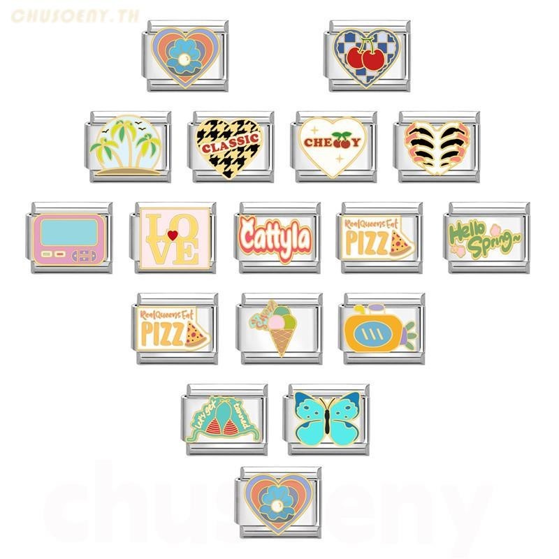 DIY ภาษาอิตาลี เสน่ห์ สร้อยข้อมือ ข้อต่อฟิตติ้ง 9 มม ทําเอง สร้อยข้อมือคู่ ทําเอง เครื่องประดับแฟชั่นอุปกรณ์เสริมย้อนยุคบุคลิกภาพโมดูลสร้อยข้อมืออุปกรณ์เสริมของขวัญวันวาเลนไทน์