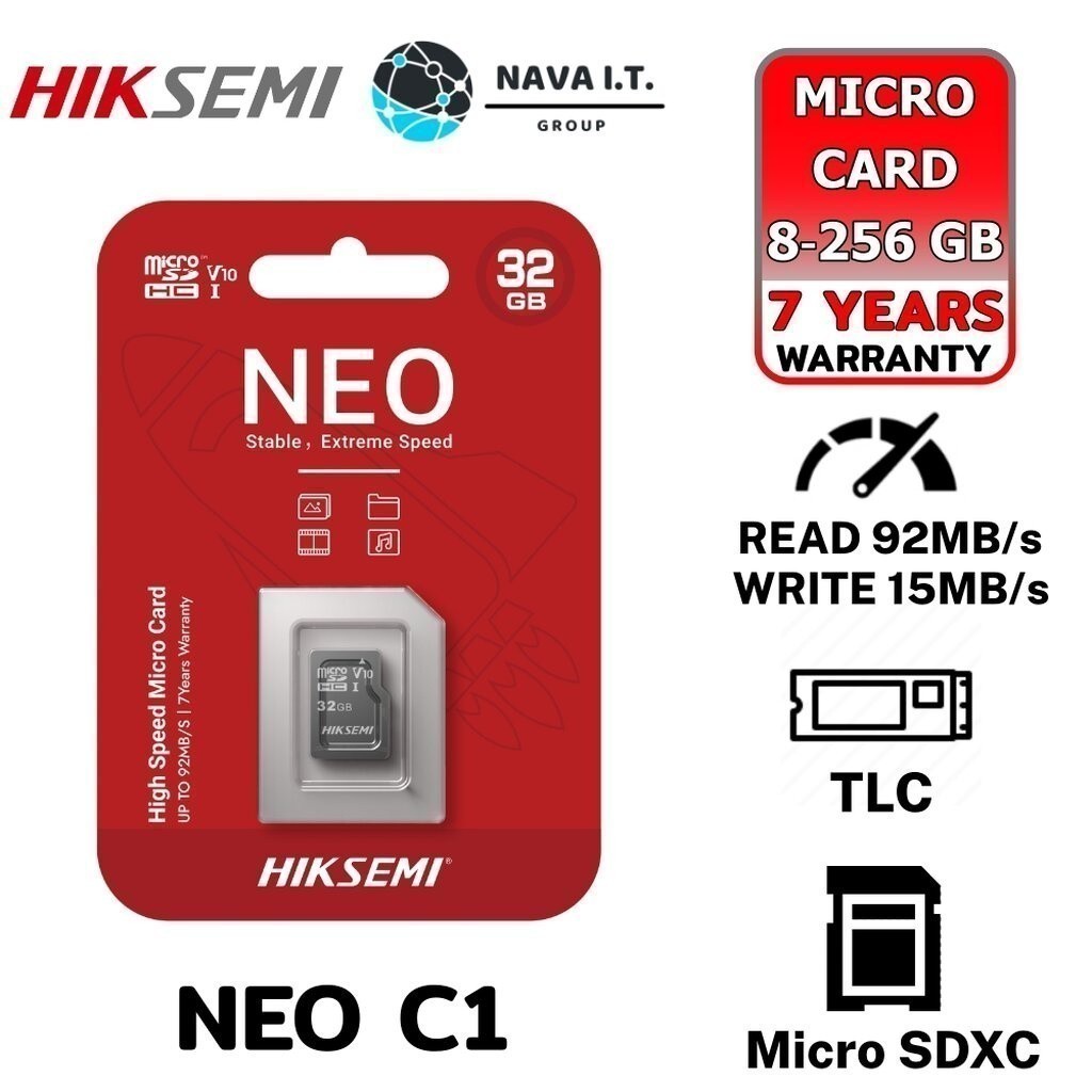 มีส่งด่วน HIKSEMI NEO C1 64GB - 256GB HIGH SPEED MICRO CARD CLASS 10 (HS-TF-C1)