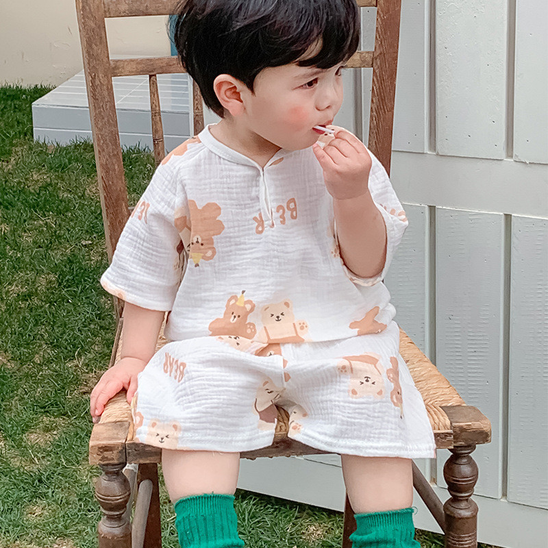 2ชิ้นฤดูร้อนเสื้อผ้าเด็กทารกชุดเด็กการ์ตูนแขนสั้น ยู นิสซ์ เด็กท็อปส์กับกางเกงขาสั้นเด็กทารกชายหญิงชุด