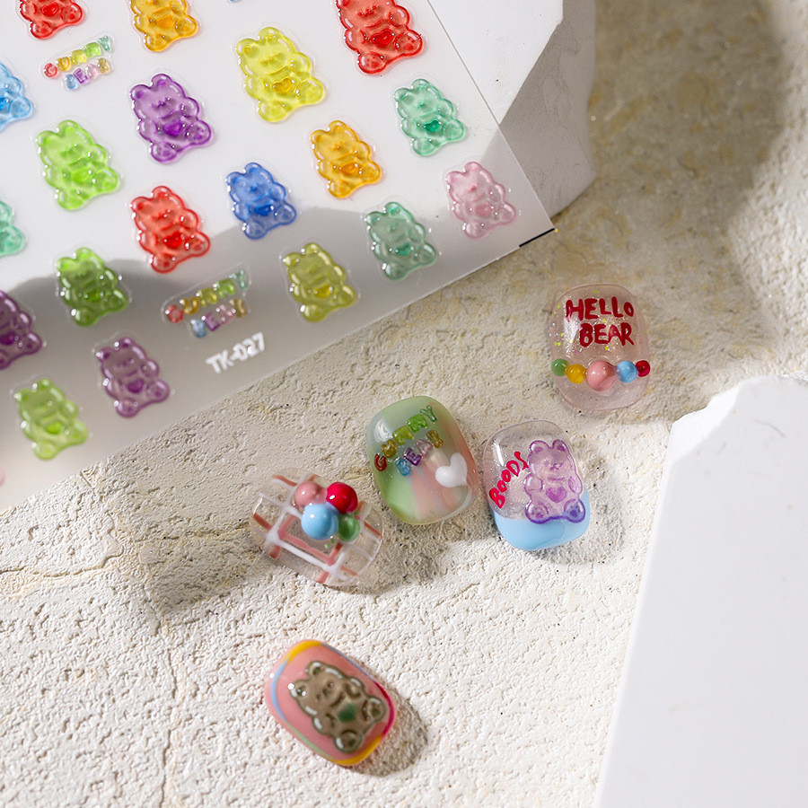 [Meow.Sensei] Tensor New Craft Thin Tough Nails Sticker นูนกาวสติ๊กเกอร์ติดเล็บเครื่องประดับเยลลี่กาว Series TK-026