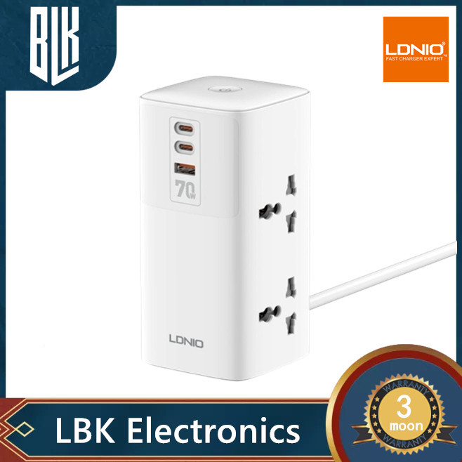 LDNIO SC4383 2500W รางปลั๊กไฟ เดสก์ท็อป พร้อมทื่ชาร์จมือถือ แท็บเหล็กUSB/Type-c ชาร์จเล็ว70W