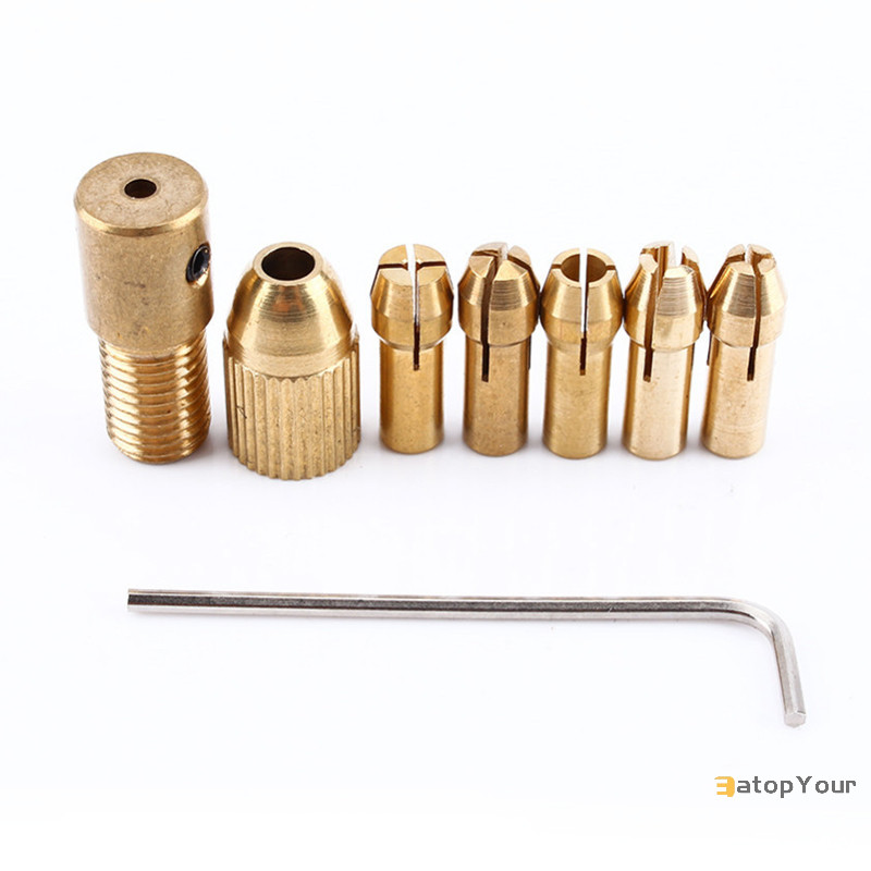 Eatopyour] 7/12 ชิ้น/เซ็ตทองเหลือง Collet Micro เจาะกระชับตัวเองเจาะเครื่องมือ Bit Chuck อะแดปเตอร์ Quick Release Keyless Bit ปรับ 2-5 มม.ใหม่