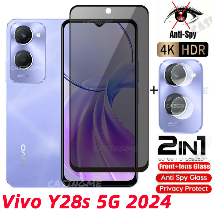 Vivo Y28s 5G 2024 กระจกนิรภัยส่วนตัว Anti-Spy คลุมทั้งหมดปกป้องหน้าจอ Anti Peek ฟิล์มความเป็นส่วนตัว