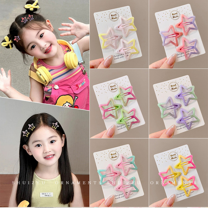 6ชิ้นแฟชั่นเกาหลีดาวคลิปผมสําหรับผู้หญิงน่ารักอุปกรณ์ผมชุด