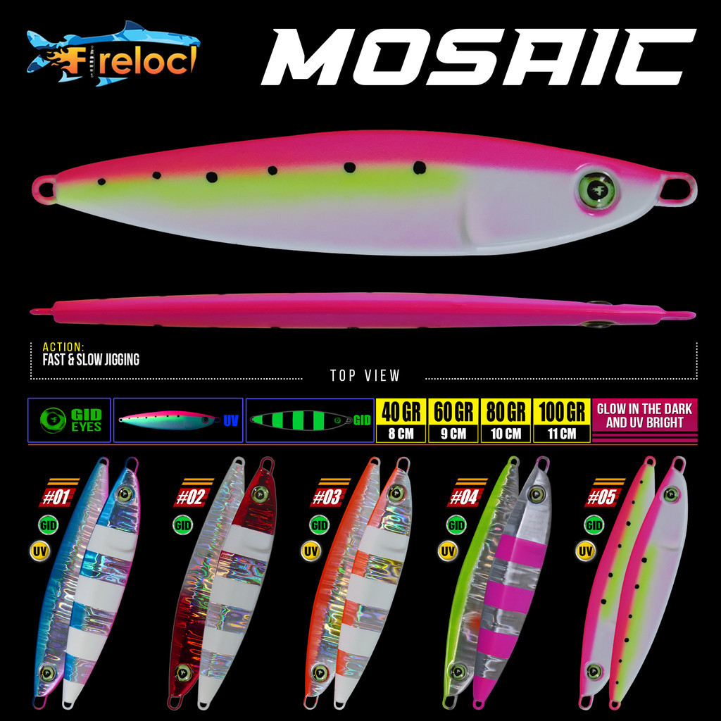 บอนนัสพิเศษ | Firelock MOSAIC โลหะ jig Fishing BAIT 40 / 60 / 80 / 100 GRAM-MOSSA คุณภาพ Fishing Tac