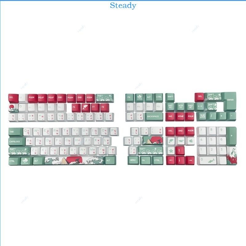 Steady Dye Sublimation Coral Sea Keycaps ชุดสําหรับ MX Switches คีย์บอร์ดเครื่องกล