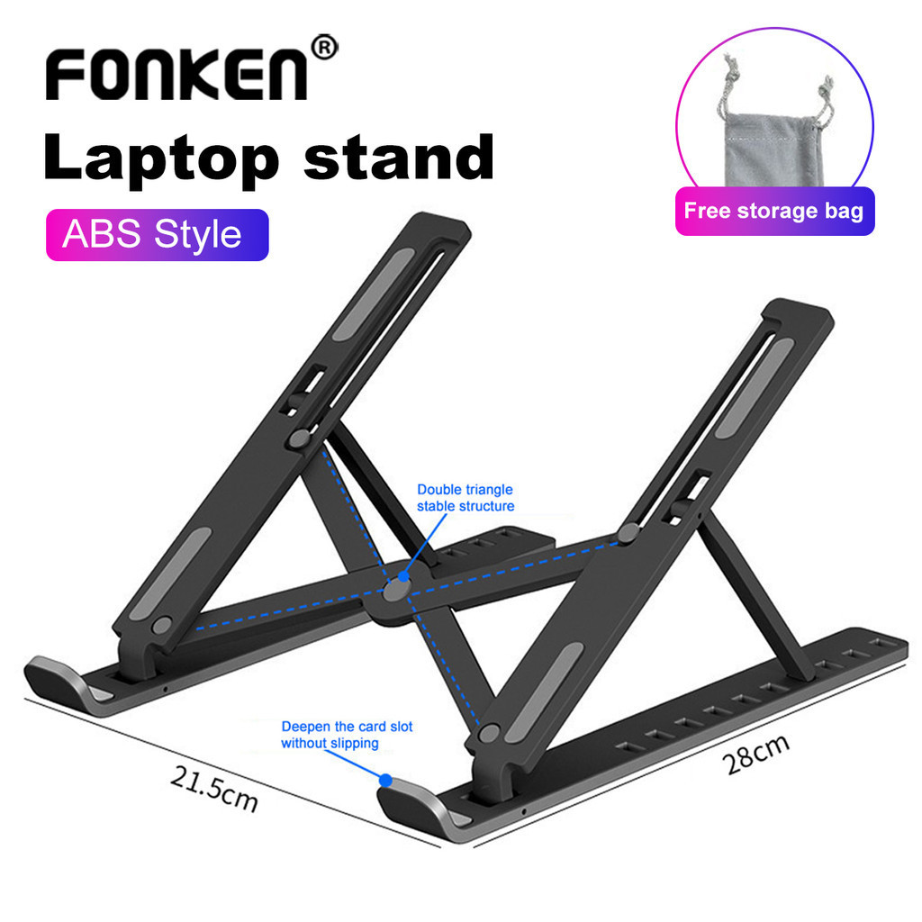 Fonken ขาตั้งแล็ปท็อปแบบพับได้ปรับแบบพกพาโน้ตบุ๊ครองรับฐาน ABS สําหรับ Mcbook Air Pro อุปกรณ์เสริม