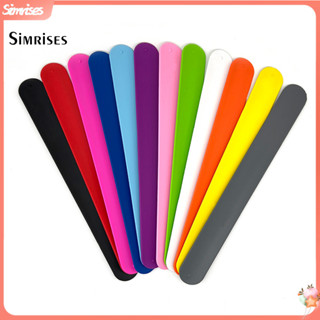 ซิม| 2 ชิ้นเด็ก Slap สร้อยข้อมือสีทึบยืดหยุ่น Self-Rolling W…
