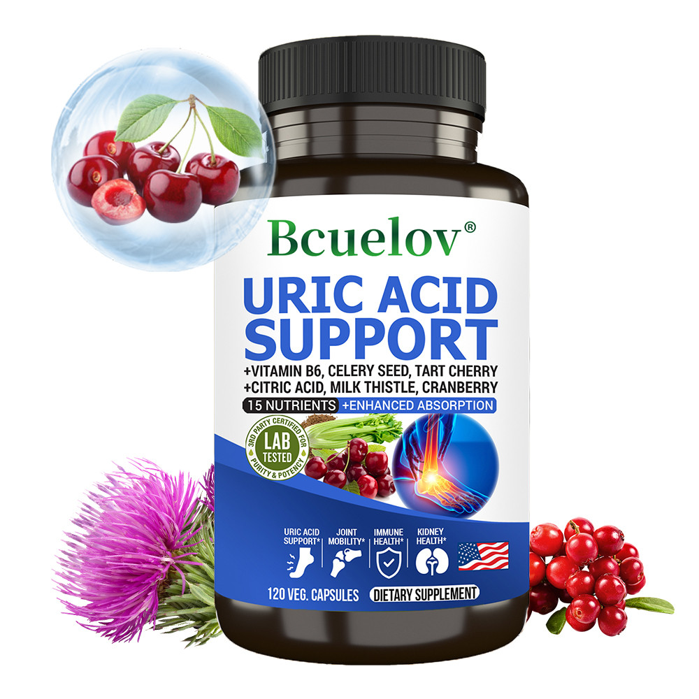 อาหารเสริมสนับสนุนกรด Bcuelov Uric รองรับระดับกรดยูริก แบบมีช่วงปกติ รองรับสุขภาพร่วม รองรับสุขภาพไต รองรับสุขภาพภูมิคุ้มกัน