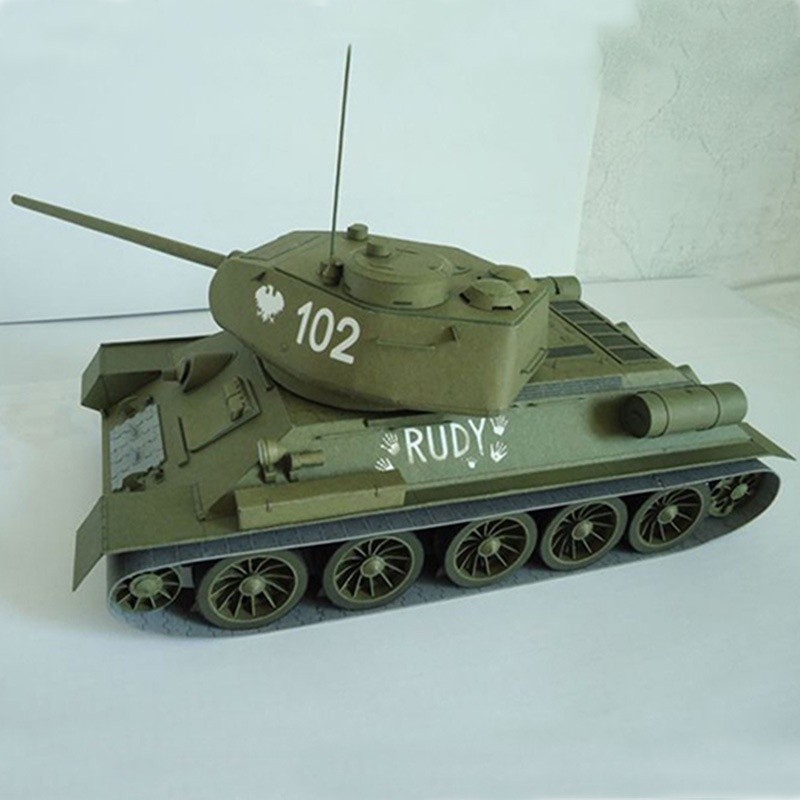 1:25 โซเวียต T-34 รถถังขนาดกลางกระดาษรุ่น World of Tanks T-34/85 พัดลมทหาร Handmade
