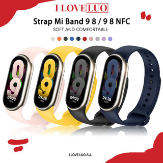 สายนาฬิกาสปอร์ตนุ่ม for Mi Band 10 9 8 NFC สร้อยข้อมือกีฬาซิลิโคนสายรัดข้อมืออุปกรณ์เสริมสร้อยข้อมือ for Mi Band 10 9 8