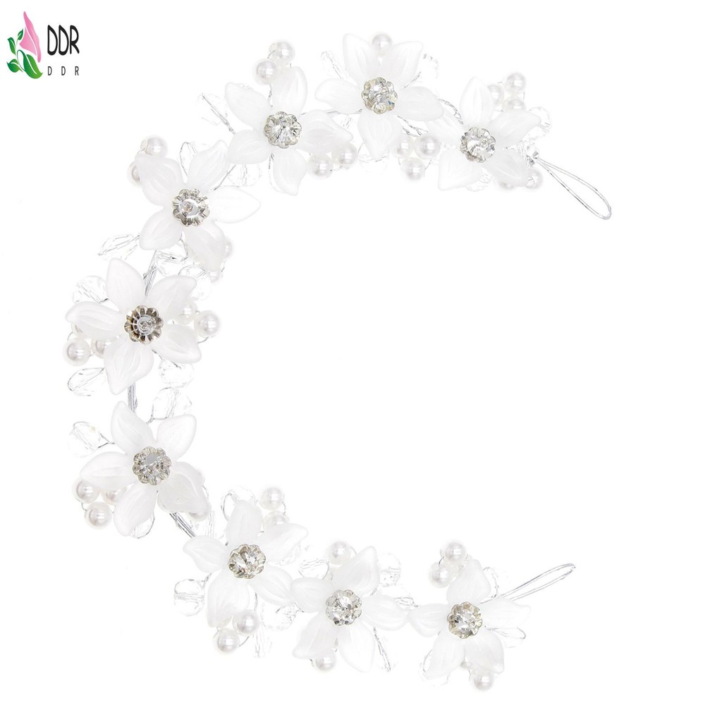 สีขาว หรูหรา ผม ใส่ห่วง หมวกคริสตัลประกายรูปดอกไม้ - รูปที่ 5
