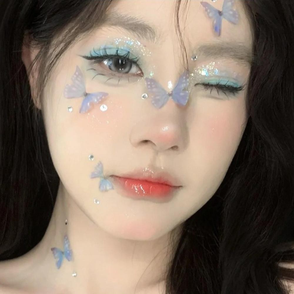 โนเคส แพทช์แต่งหน้าเจ้าสาว, ไข่มุก ทําเอง ตกแต่งใบหน้าแต่งหน้าสติกเกอร์ใบหน้า,เพชรที่มีสีสันผีเสื้อตาแต่งหน้าสติกเกอร์สําหรับใบหน้าแต่งหน - รูปที่ 3