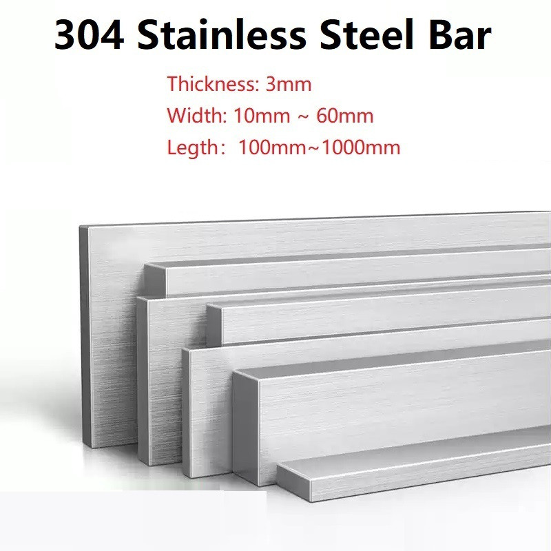 3mm Thickness 304 Stainless Steel Flat Bar Plate Rod  สแตนเลสแบนบาร์แผ่นก้านกว้าง 10/15/20/25/30/40/50/60mm Length 100mm 200mm 300mm 500mm 800mm 1000mm