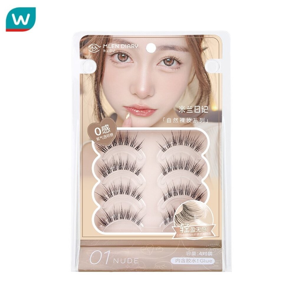 Mlen Diary เอ็มเลน ไดอารี่ สตริป แลช เนคเค็ท เมคอัพ ซีรีส์ 4คู่ 01 นู้ด