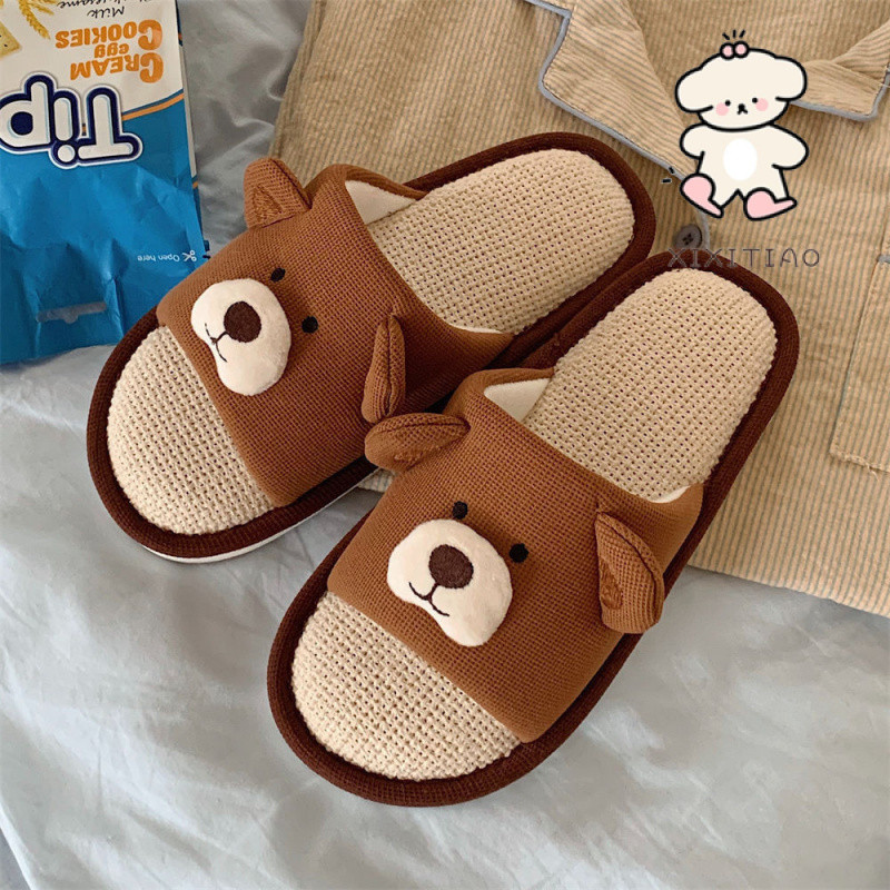 Xixtiao รองเท้าแตะบ้านหมีสีน้ําตาลน่ารัก Four Seasons Universal ในร่ม Soft Sole Casual