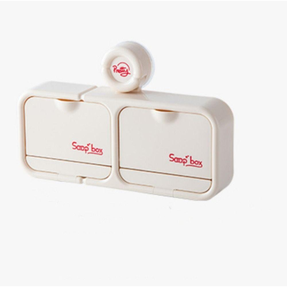 ที่วางสบู่ขวา,มีฝาปิดติดผนังกล่องสบู่ถ้วยดูด,สร้างสรรค์กันน้ําสองชั้นหมัดฟรีสบู่ระบายน้ําชั้นวางอุปกรณ์ห้องน้ํา - รูปที่ 2