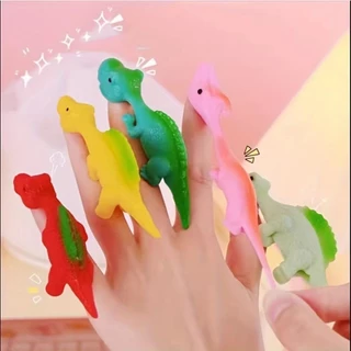 10 ชิ้นไดโนเสาร์นิ้วมือ Catapult Decompression ของเล่น TPR ตุรกีนิ้วมือ Slingshot สําหรับเด็กวันเกิด Party Favors Goodie กระเป๋า