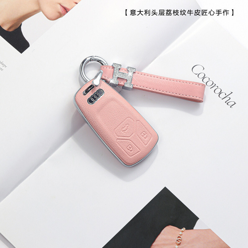 Audi รถ A6l High-End กรณีหญิงเหมาะสําหรับ 2024 A3 A4l Q5l Q7 Q8 A8l ลิ้นจี่ Grain Cowhide Creative K