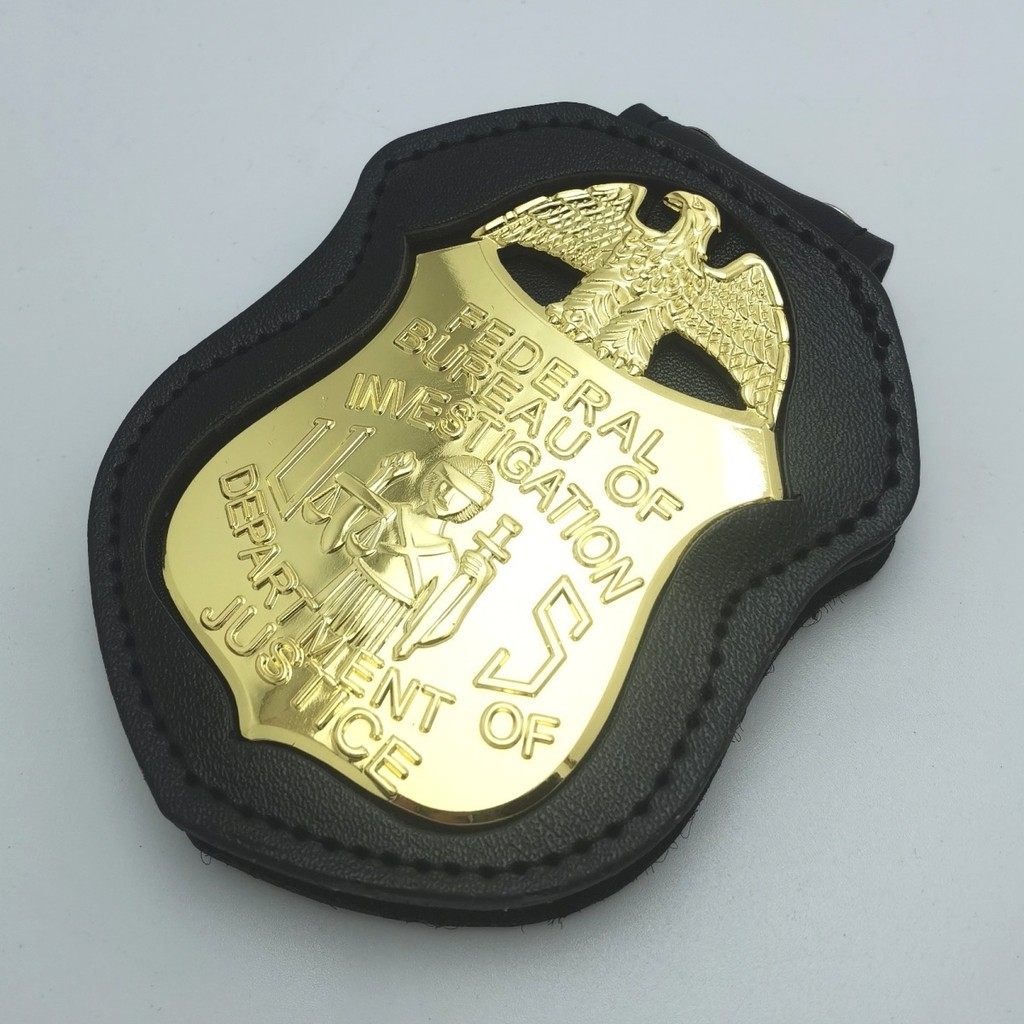 .BADGE FBI โลหะ พร้อมฝาครอบหนัง ใช้ได้ในคอสเพลย์ ภาพยนต์ และโทรทัศน์ WJDT